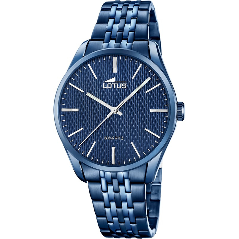 Montre homme Lotus Minimalist For Him 19069/1, boîtier en acier inoxydable bleu, cadran bleu texturé