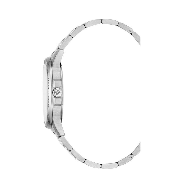 Vue détaillée de la Montre Analogique JDM MILITARY Collection Oscar, bracelet acier argenté et cadra