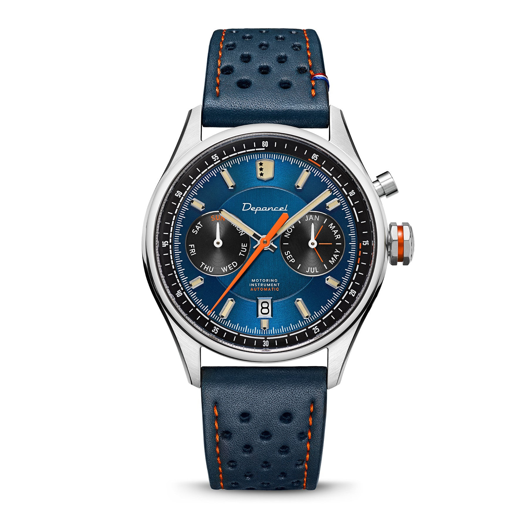 Montre Automatique Depancel Collection Autosport Bracelet Cuir Bleu