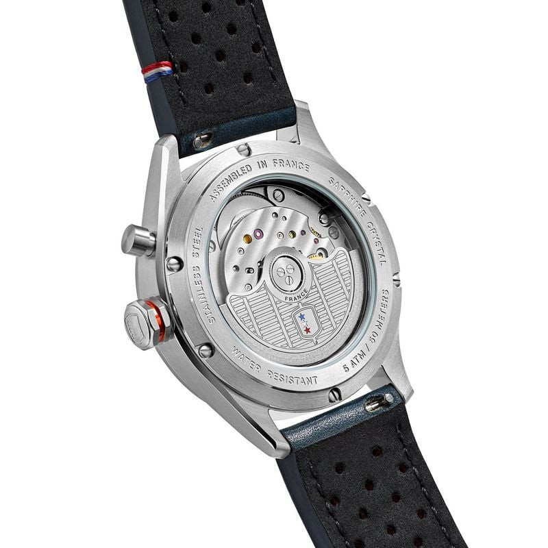 Fond de boîtier de la montre Depancel Autosport Blue avec mouvement automatique Miyota 9122 et gravu