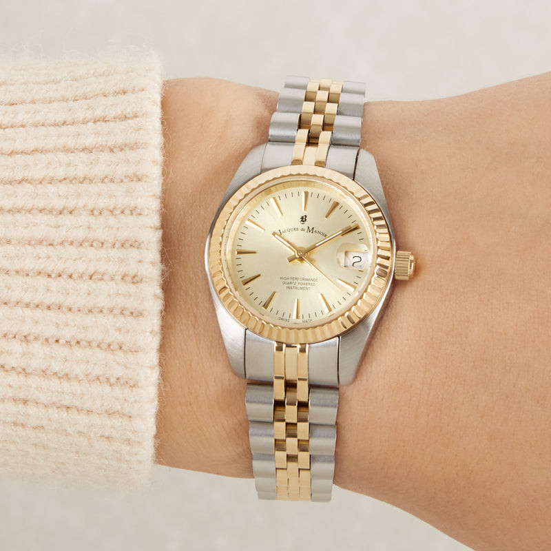 Montre Analogique JACQUES DU MANOIR Collection Inspiration Classic bracelet acier bicolore