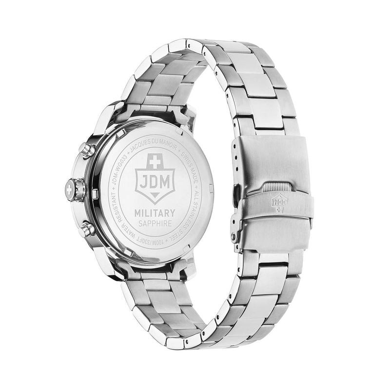 Détail de la Montre Analogique JDM MILITARY collection Challenger bracelet acier argenté