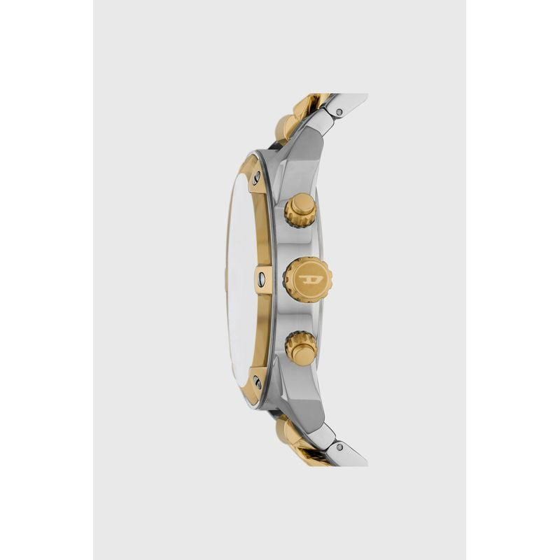 Détail du bracelet bicolore et boîtier acier de la Montre Analogique DIESEL collection Spiked bracel