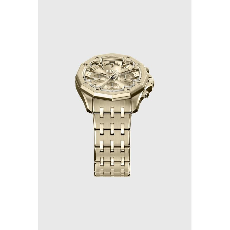 Montre Analogique DIESEL collection Stinger bracelet acier doré, packshot fond neutre
