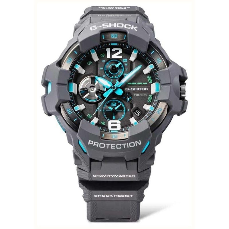 Packshot de la Montre Analogique Numérique Casio Collection G-Shock bracelet caoutchouc gris sur fon