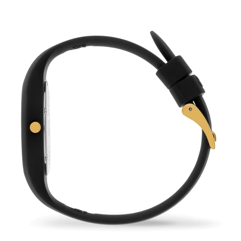 Packshot de la Montre Analogique ICE collection ICE wild bracelet Silicone Noir, montre noire et or.