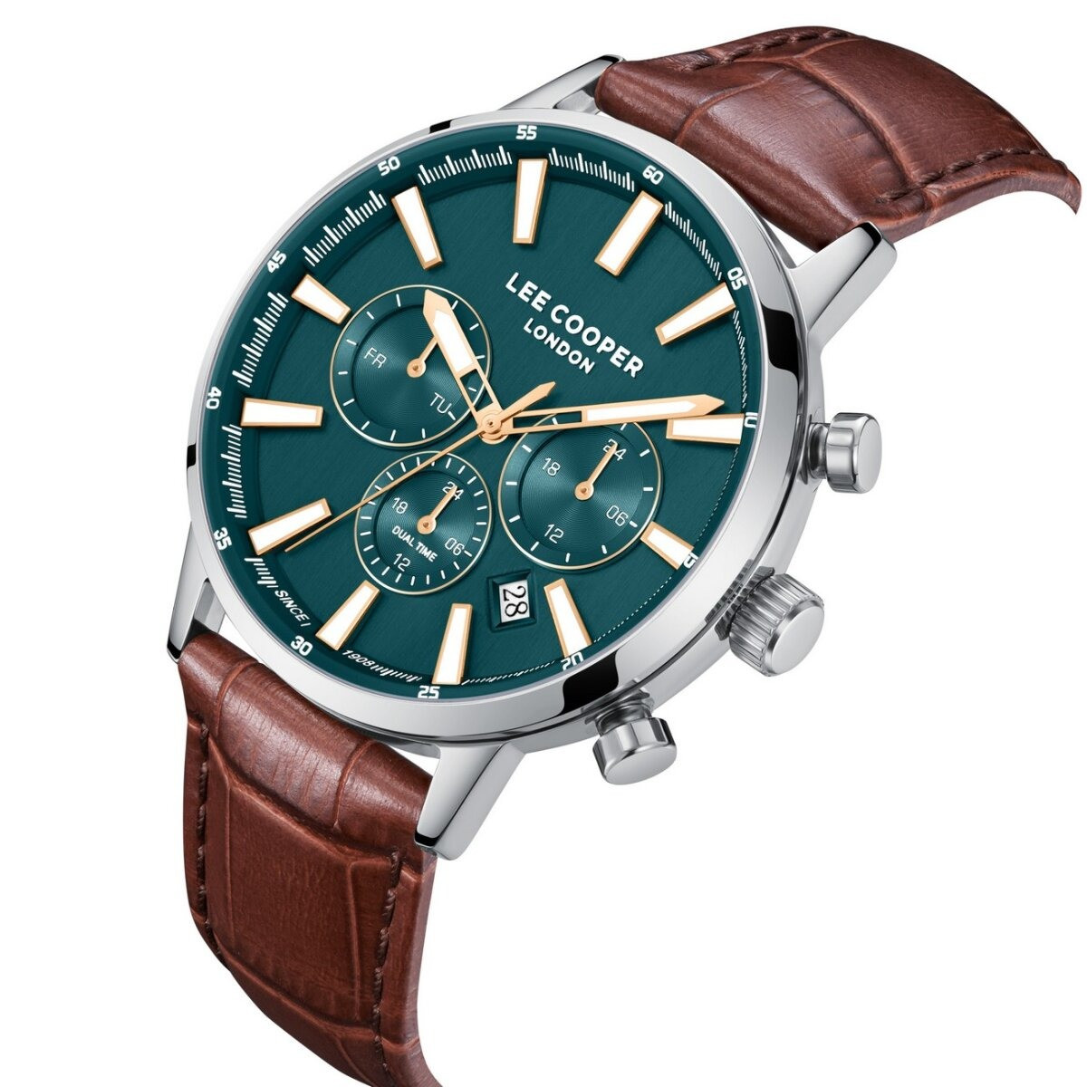 Montre Analogique LEE COOPER Collection Edwin Bracelet Cuir Marron