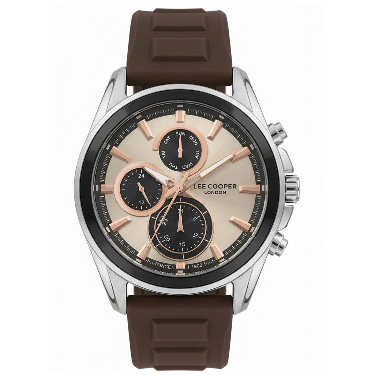 Montre Analogique LEE COOPER Collection Charlton bracelet silicone marron