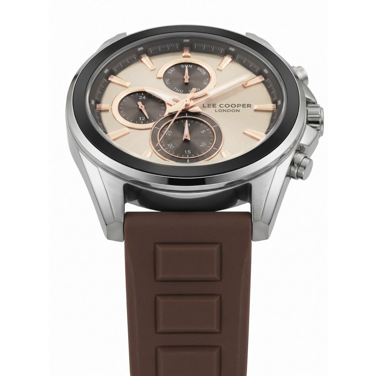 Montre Analogique LEE COOPER Collection Charlton bracelet silicone marron