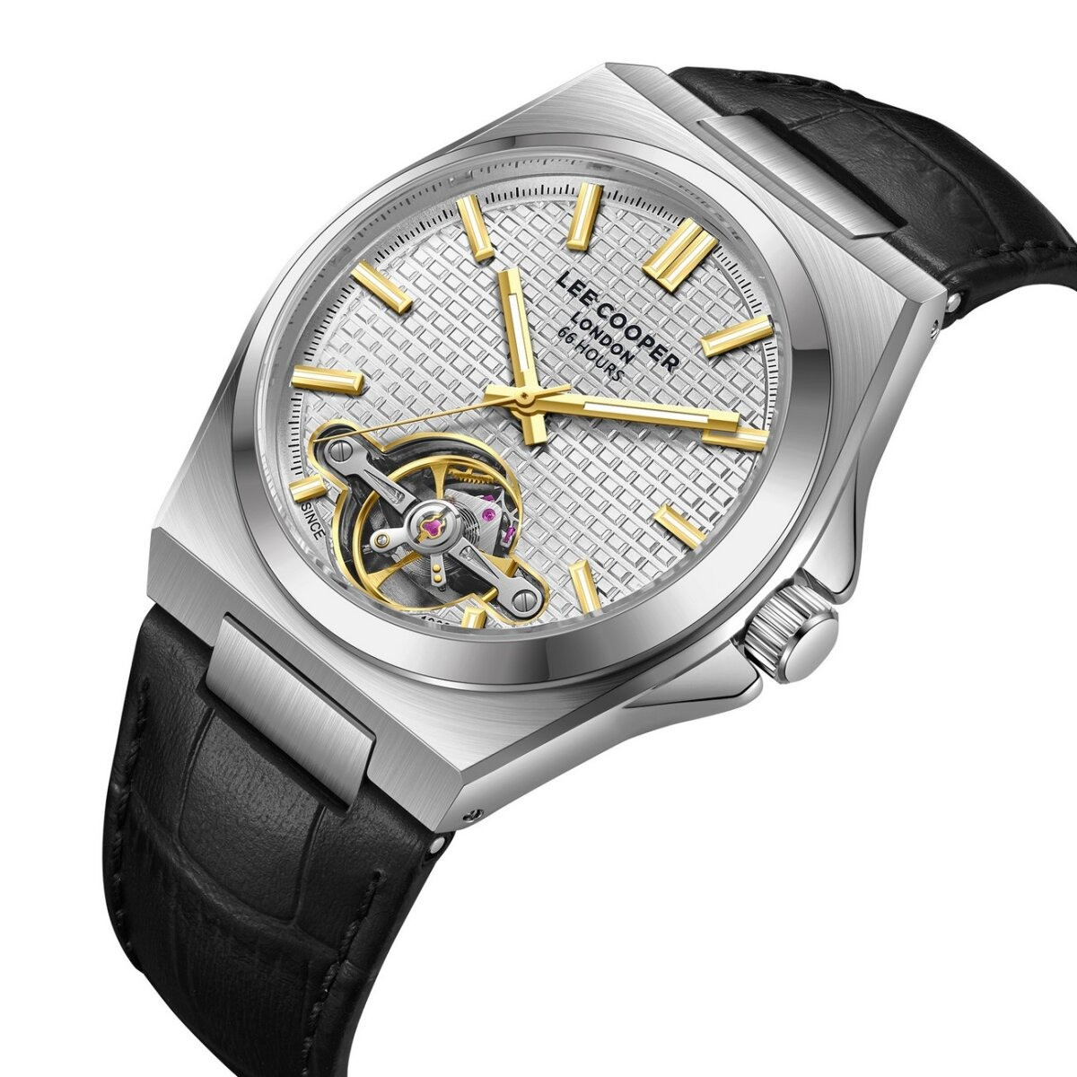 Montre Automatique LEE COOPER Collection RON bracelet Cuir Noir