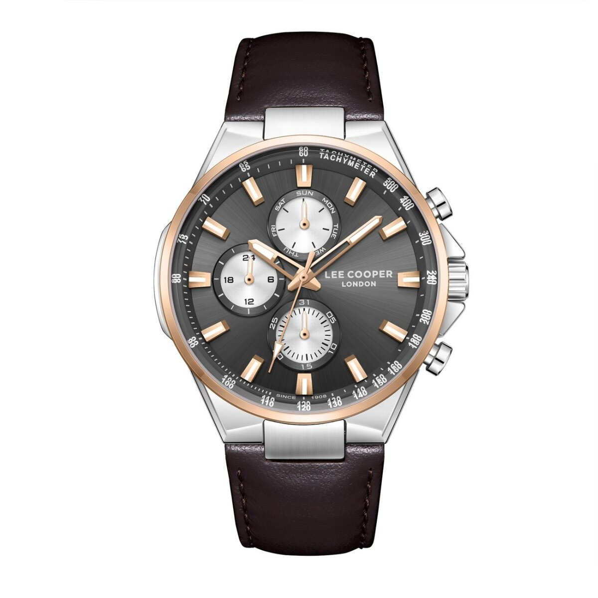 Montre Analogique LEE COOPER Collection EDISSON bracelet cuir marron