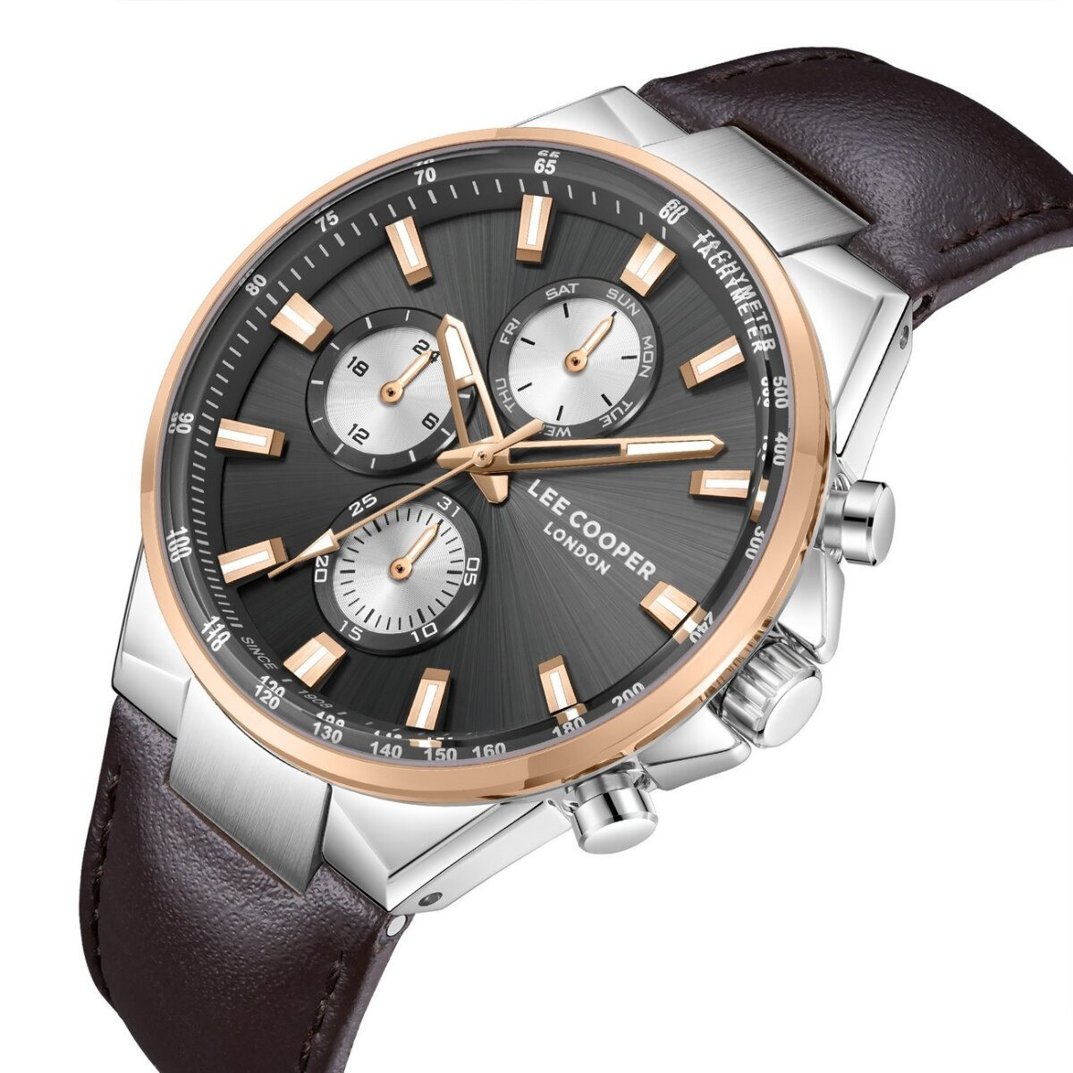 Montre Analogique LEE COOPER Collection EDISSON bracelet cuir marron