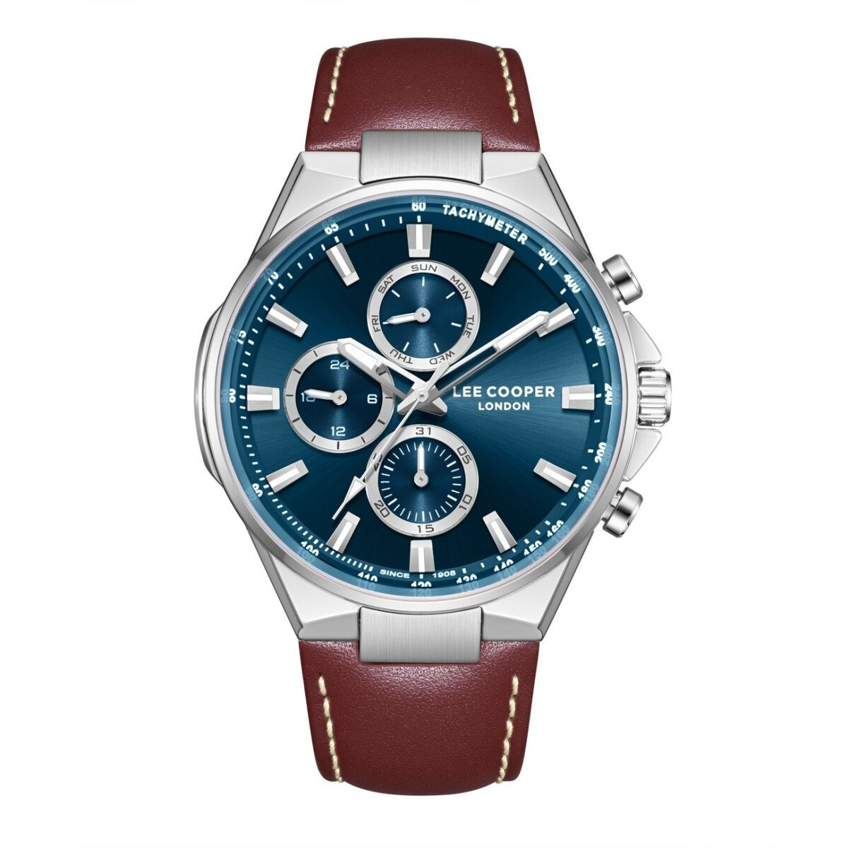 Montre Analogique LEE COOPER Collection EDISSON bracelet cuir marron