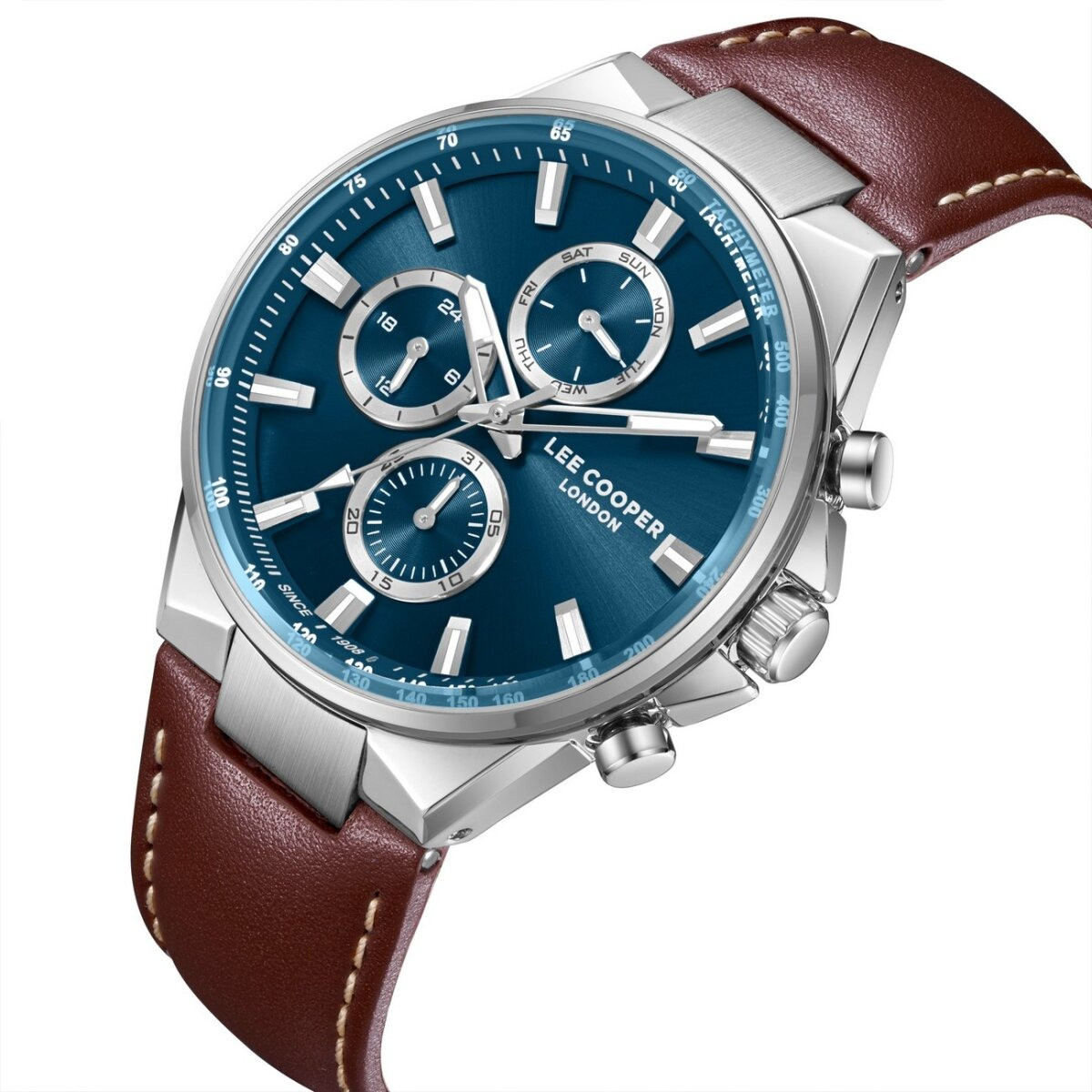 Montre Analogique LEE COOPER Collection EDISSON bracelet cuir marron
