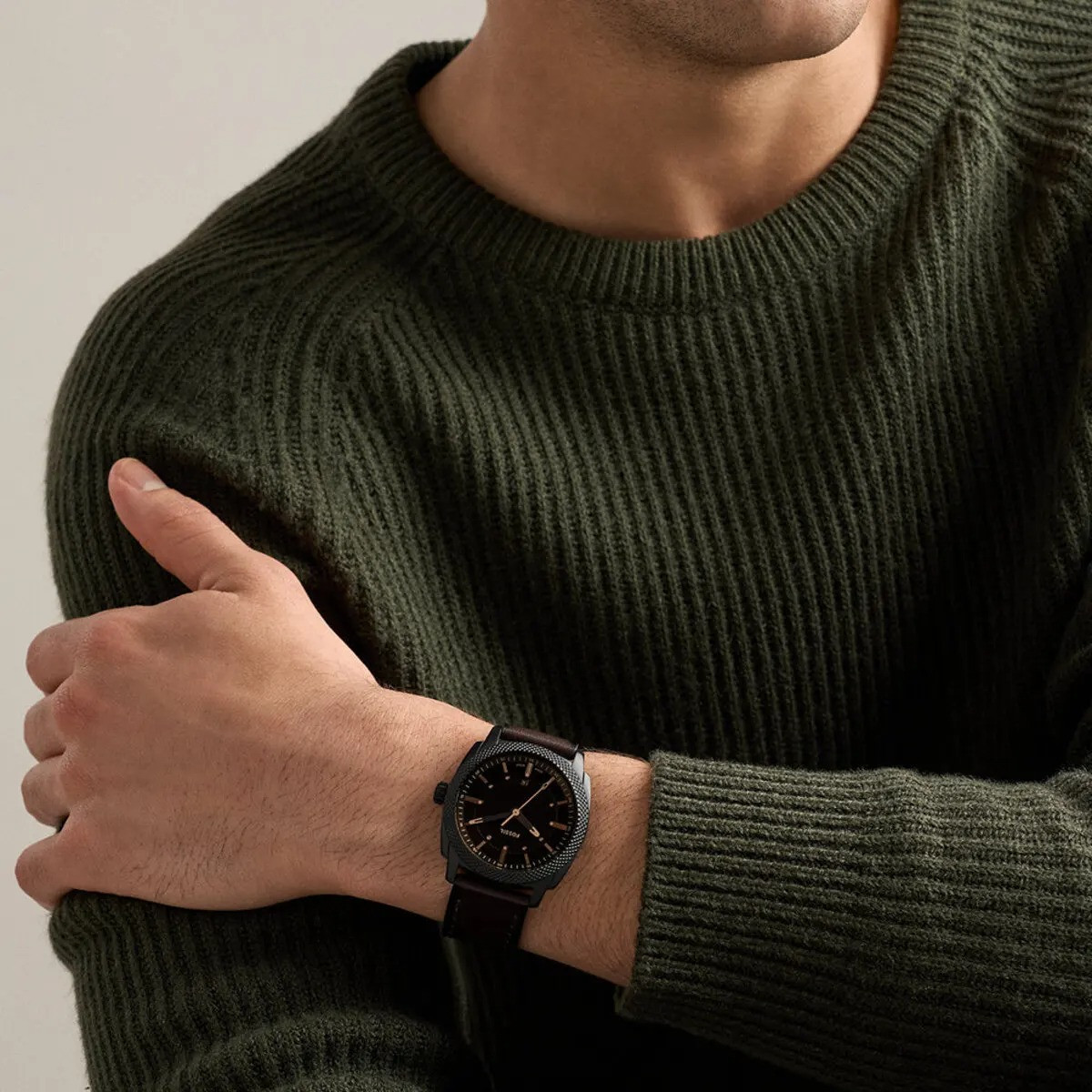 Montre Analogique FOSSIL Collection Machine bracelet cuir marron