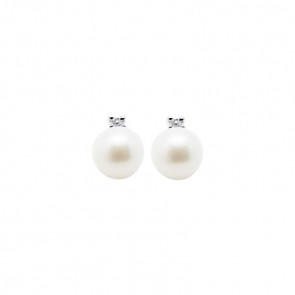 Carador - Boucles d'oreilles Perle et Or jaune 375/000 et Oxyde de Zirconium MBO27977-03