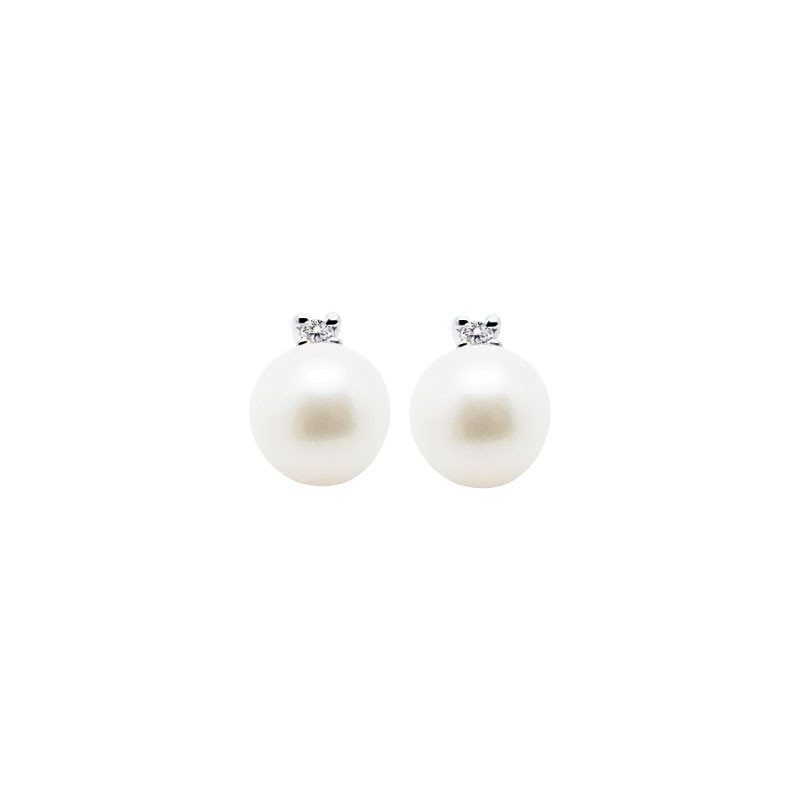 Carador - Boucles d'oreilles Perle et Or jaune 375/000 et Oxyde de Zirconium MBO27977-03