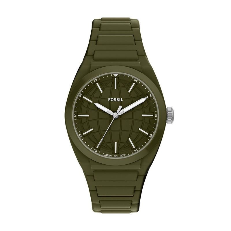 Packshot de la Montre Analogique FOSSIL Collection Everett 3 Hand bracelet silicone vert