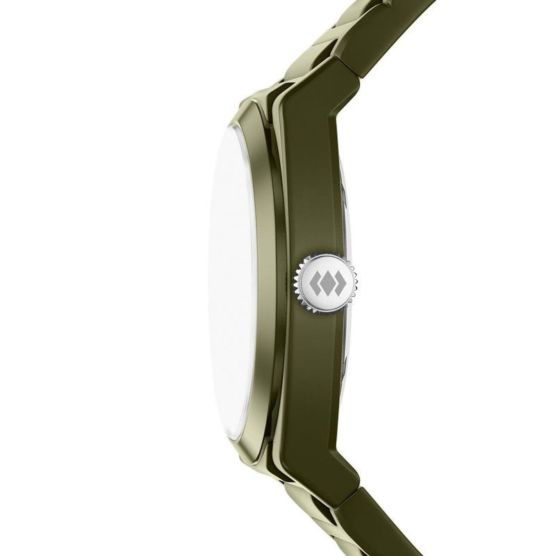 Montre Analogique FOSSIL Collection Everett 3 Hand bracelet silicone vert, vue de détail du cadran v