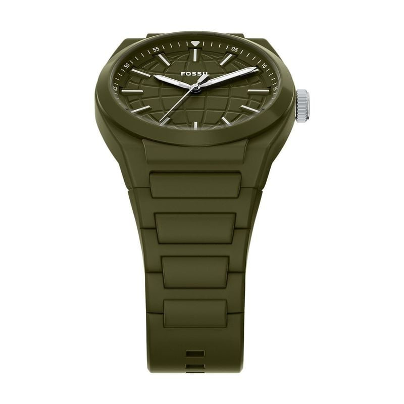 Montre Analogique FOSSIL Collection Everett 3 Hand bracelet silicone vert, packshot