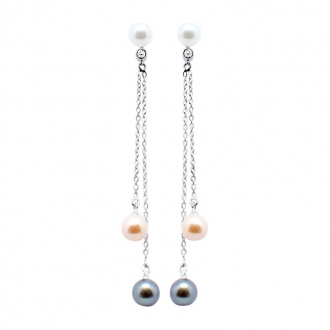 Carador - Boucles d'oreilles pendantes 3 perles MPO25624-02