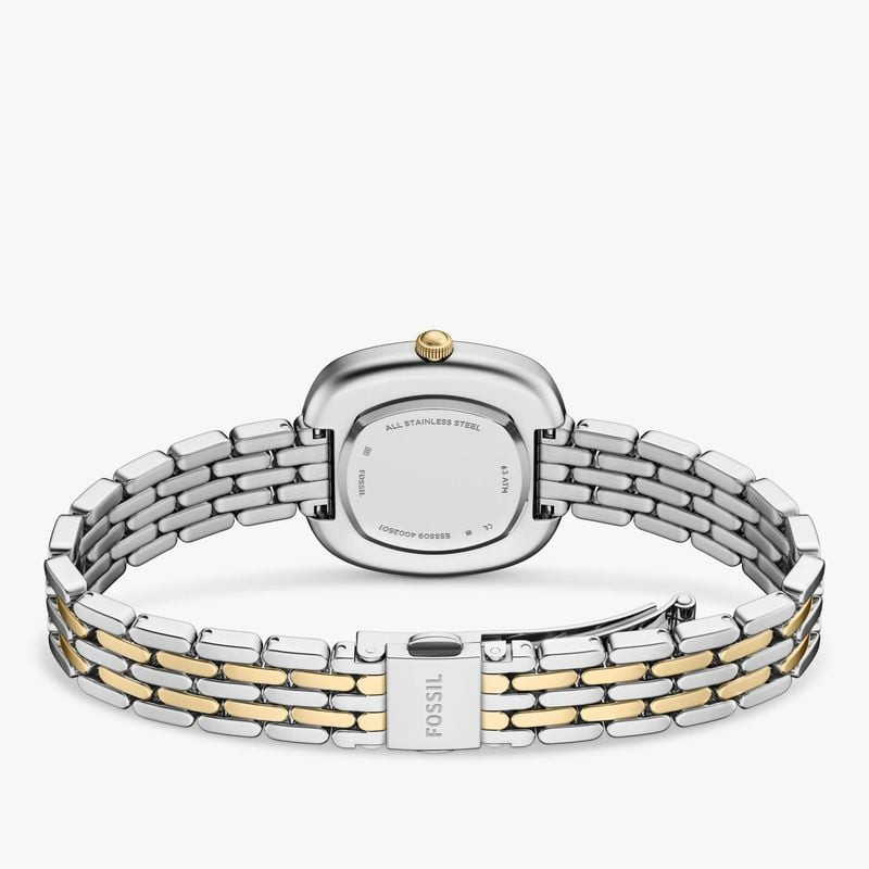 Packshot de la Montre Analogique FOSSIL collection Genevieve bracelet acier bicolore sur fond blanc