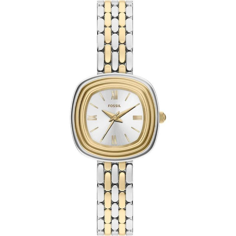 Montre Analogique FOSSIL collection Genevieve bracelet acier bicolore, vue de face sur fond blanc