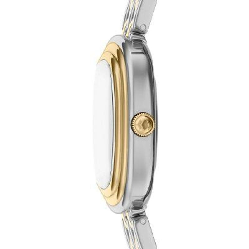 Détail de la Montre Analogique FOSSIL collection Genevieve bracelet acier bicolore, cadran argenté e