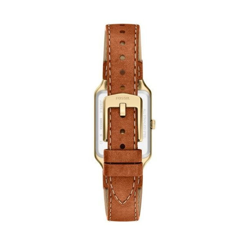 Détail de la Montre Analogique FOSSIL Collection Raquel bracelet cuir marron, cadran crème et boîtie