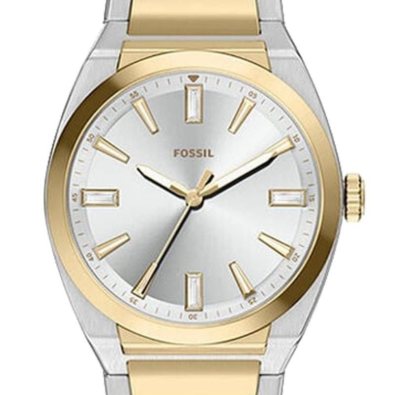 Détail de la Montre Analogique FOSSIL Collection Everett bracelet Acier Bicolore, gros plan sur le c
