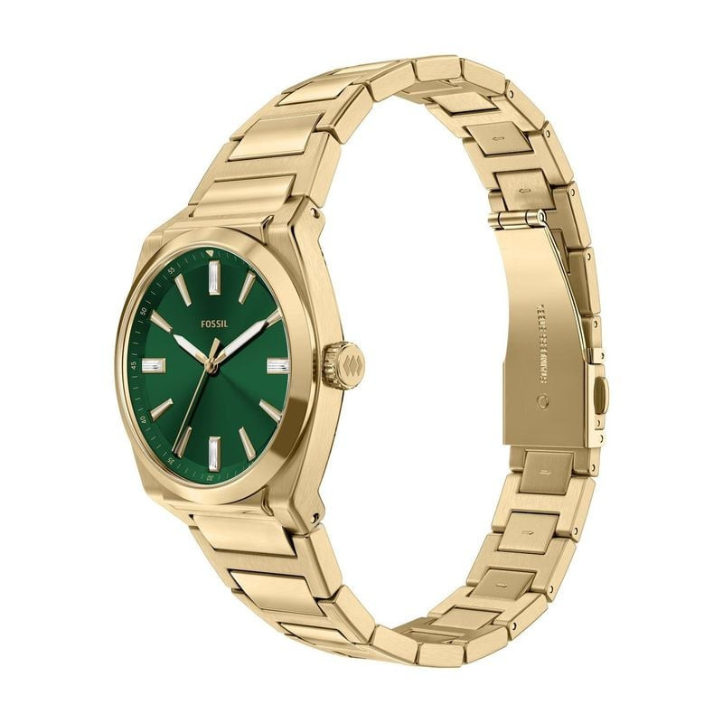 Montre Analogique FOSSIL Collection Everett bracelet acier doré, packshot sur fond blanc