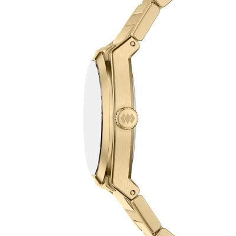 Vue détaillée de la Montre Analogique FOSSIL Collection Everett avec bracelet acier doré et cadran à
