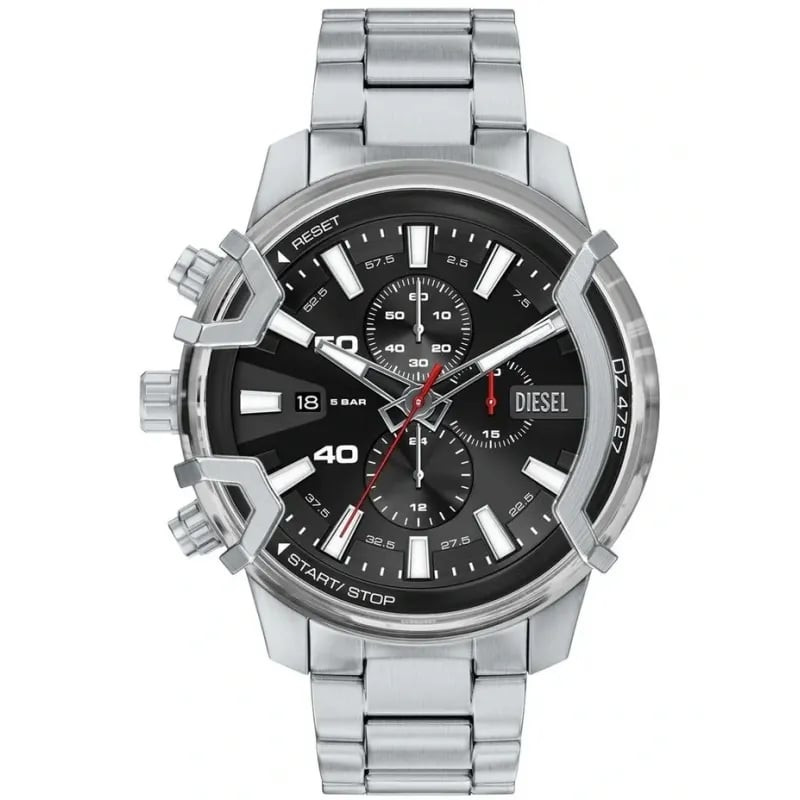 Packshot de la Montre Analogique DIESEL collection Griffed bracelet acier argenté