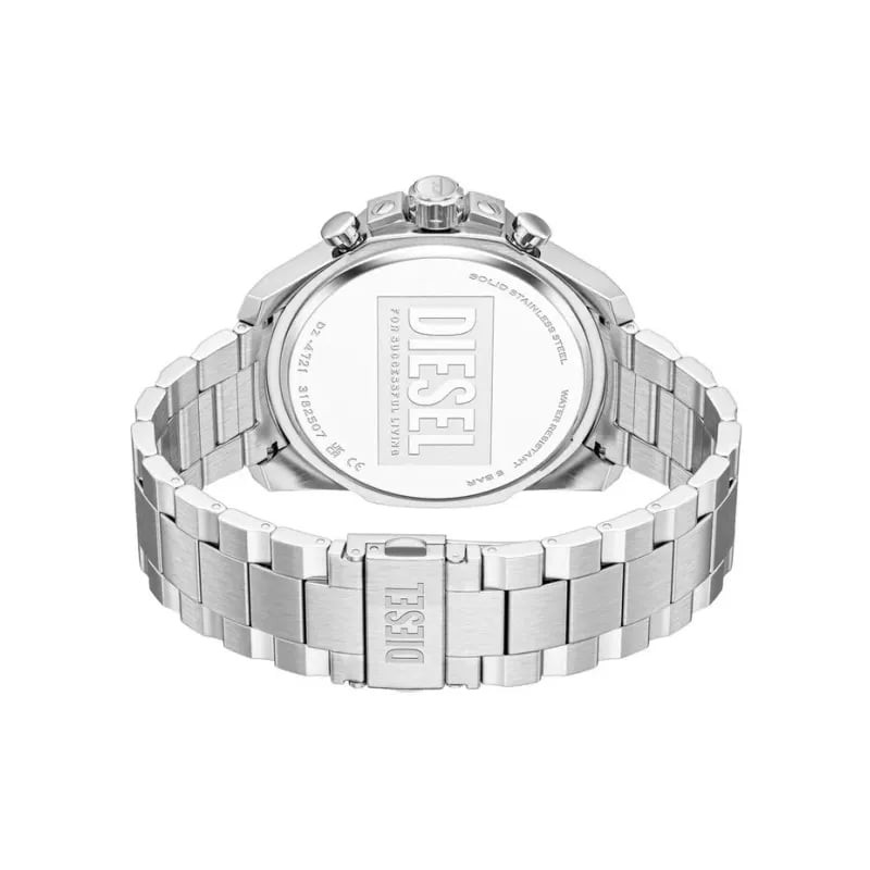 Montre Analogique DIESEL Collection Mega Chief Slim bracelet acier argenté - détail du cadran bleu