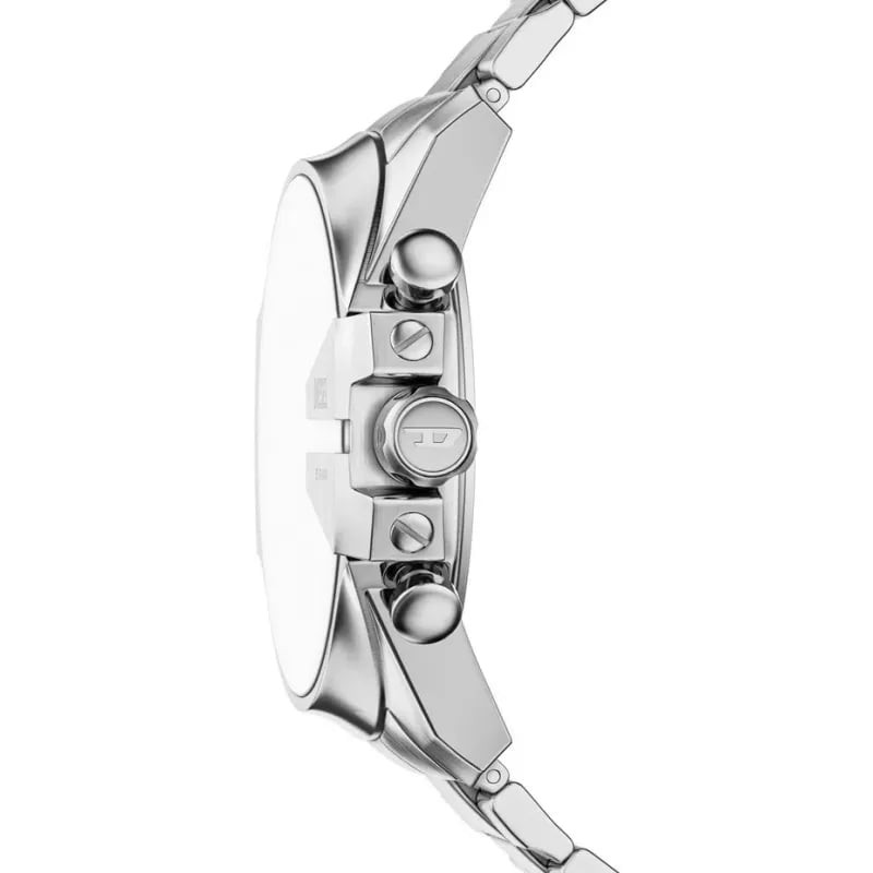 Détail de la Montre Analogique DIESEL Collection Mega Chief Slim bracelet acier argenté, cadran bleu