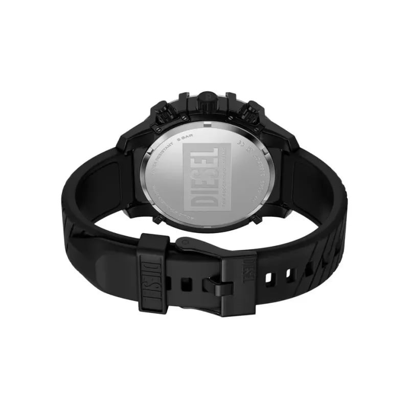 Fond de boîtier Diesel Griffed DZ4649 avec logo Diesel gravé, étanchéité 5 BAR et bracelet en silico