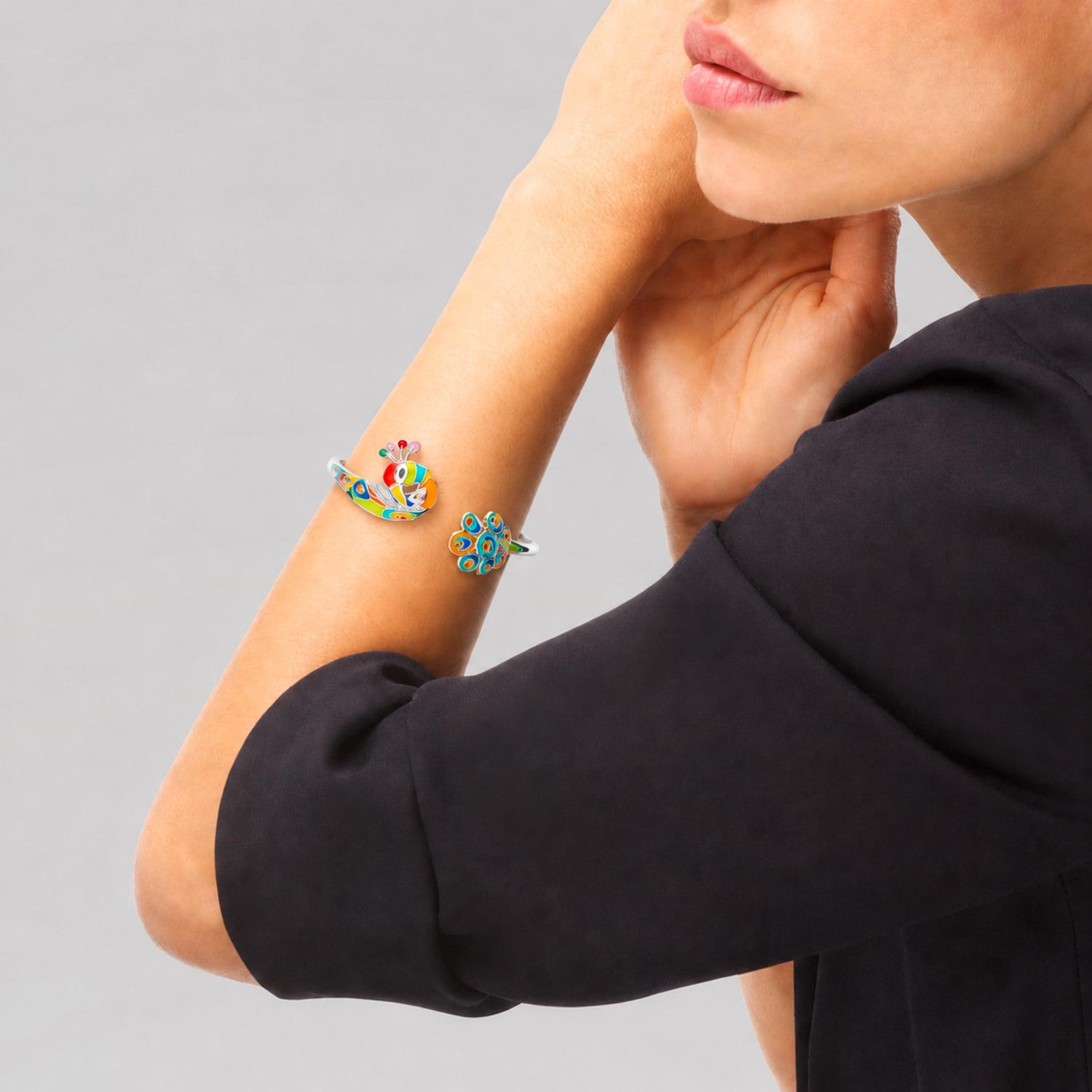 Bracelet Jonc Una Storia Paon Argenté