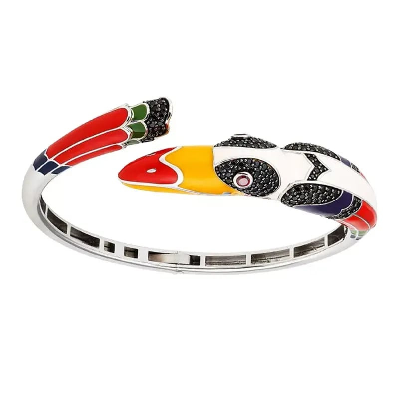 Bracelet Una Storia Jonc Toucan Argent Rhodié en argent massif rhodié, packshot fond blanc