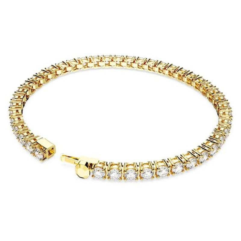 Packshot du bracelet tennis Matrix Swarovski doré blanc avec cristaux blancs et monture plaquée or