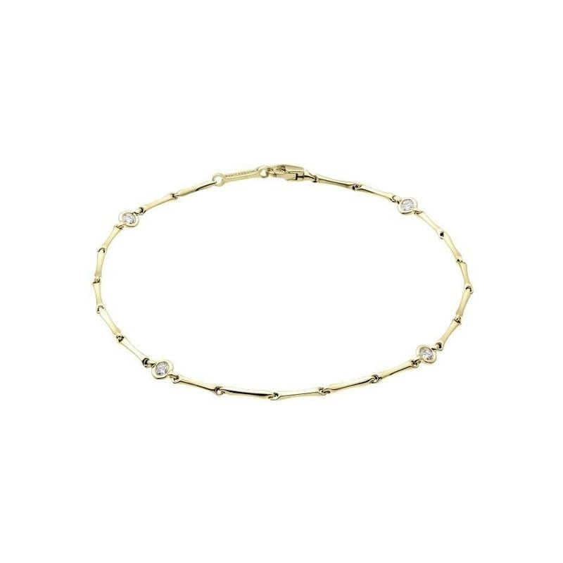 Bracelet femme Chimento Bamboo Diamond en or jaune 18 carats, fine chaîne à maillons bambou avec qua
