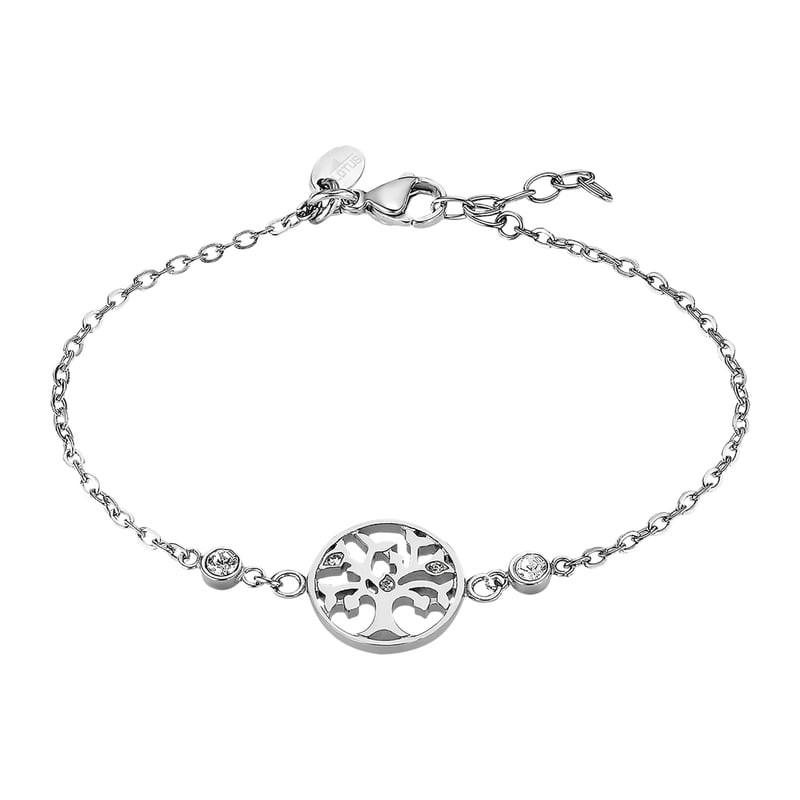 Bracelet Lotus Style Old Money en acier inoxydable avec médaillon Arbre de Vie ajouré et accents sci
