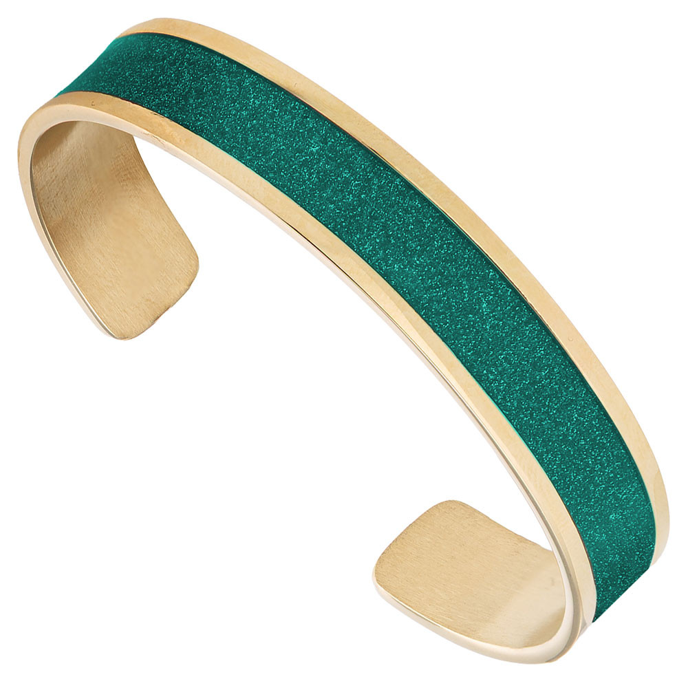 Bracelet jonc LOUISE'S GARDEN vert doré