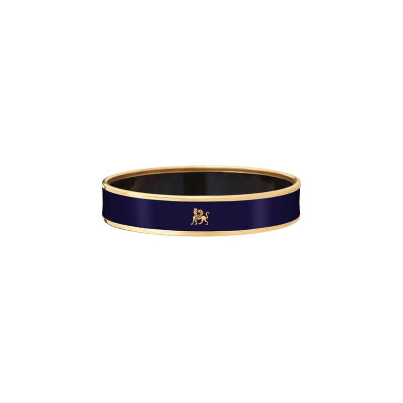Bracelet jonc rigide FREY WILLE Miss Monochrome en émail cuit bleu marine et cadre plaqué or 24 cara