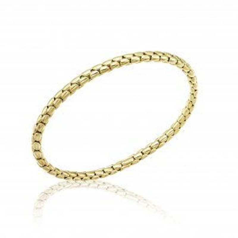 Bracelet rigide CHIMENTO Stretch Spring doré en or jaune 18 carats, packshot sur fond clair