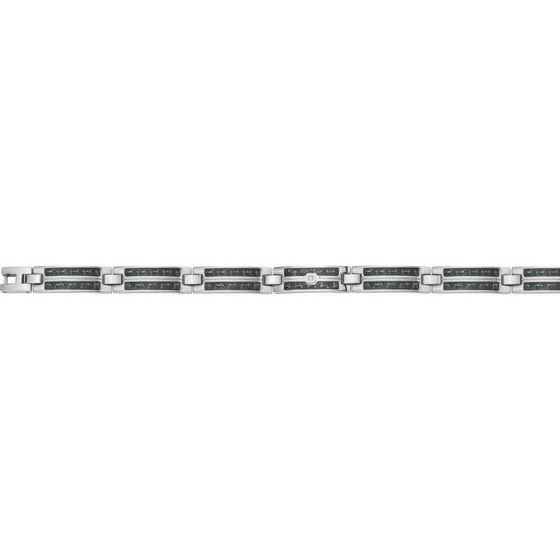 Bracelet double rangs PHEBUS DIAMANT acier argenté vert, packshot produit