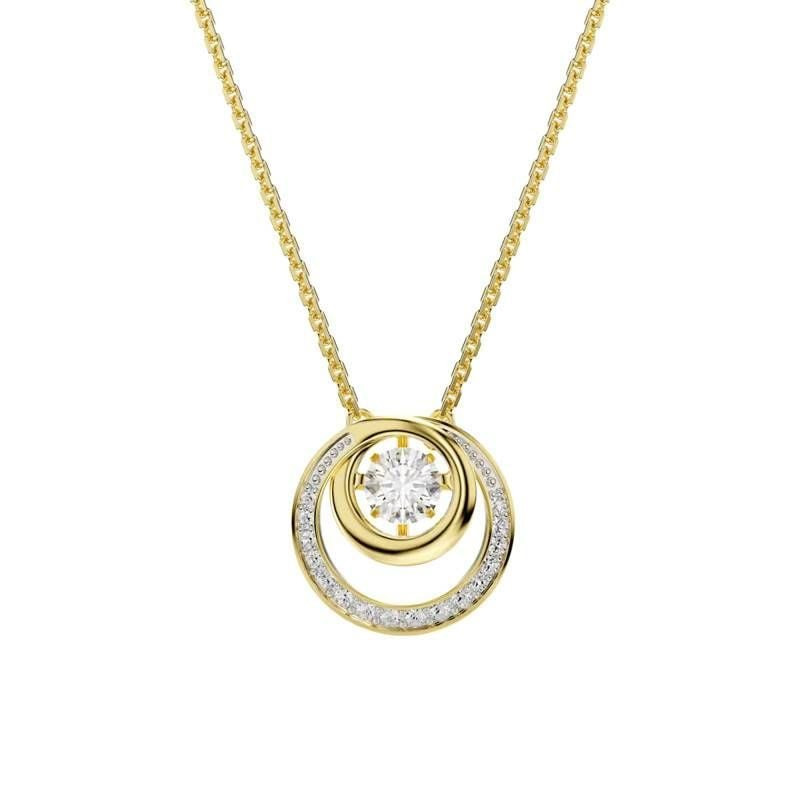 Packshot du collier Swarovski Bijoux Hyperbola Pendentif Cristaux Doré Blanc sur fond blanc.