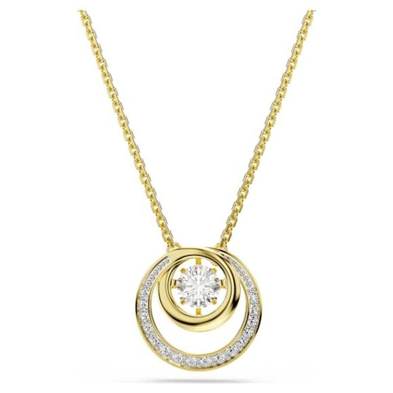 Packshot du Collier Swarovski Bijoux Hyperbola Pendentif Cristaux Doré Blanc