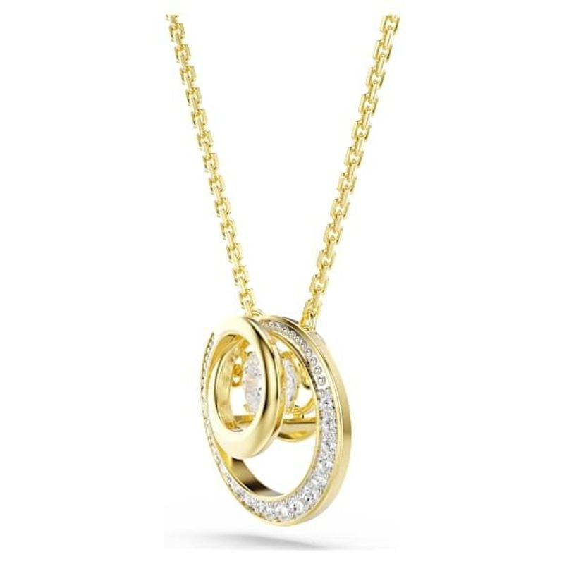 Collier Swarovski Bijoux Hyperbola Pendentif Cristaux Doré Blanc, pendentif circulaire doré et crist