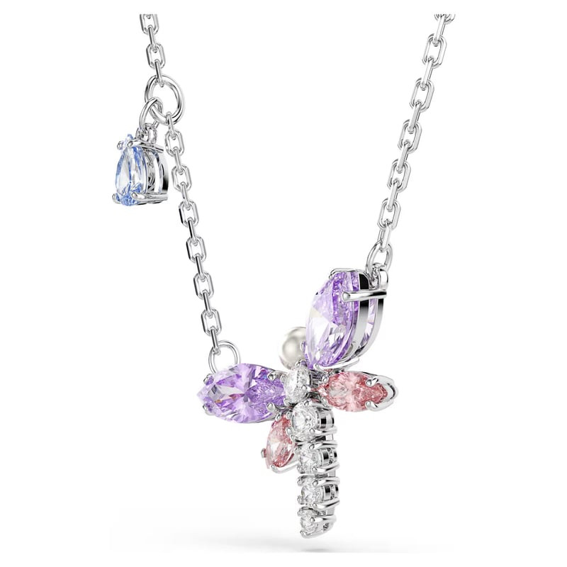 Packshot du Collier Swarovski Ariana Grande Motif Libellule Plaqué Rhodium Rose et Violet