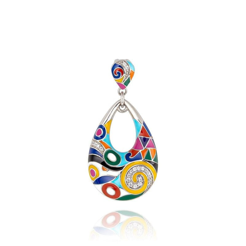 Pendentif en argent UNA STORIA Marina avec motifs corail et coquillages colorés laqués à la main sur